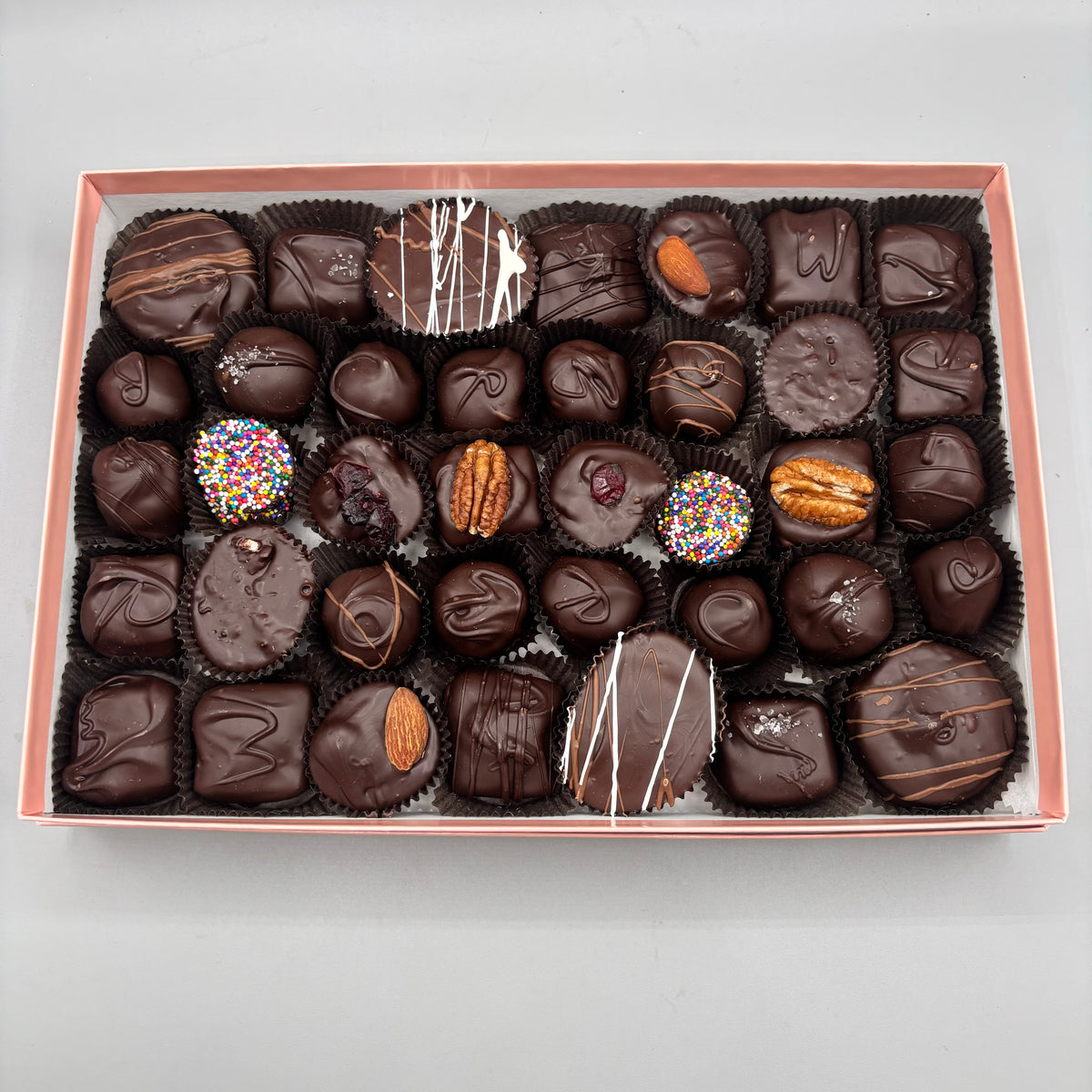 Assorted Dark Rcin Two Pound Introductory Assortment - Dark Chocolate – Chatham Candy Manor